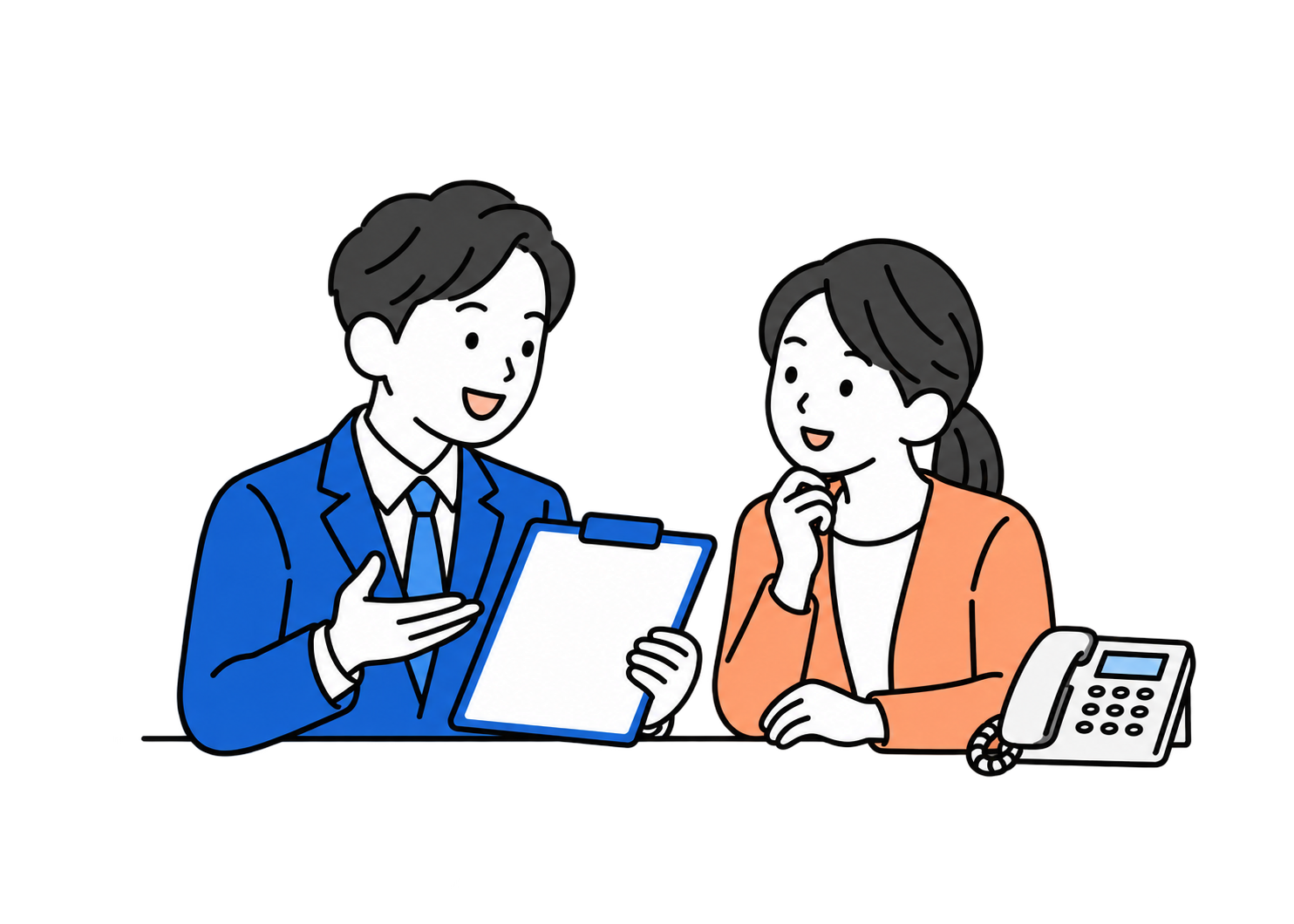 顧客と営業支援担当者が連携するイラスト